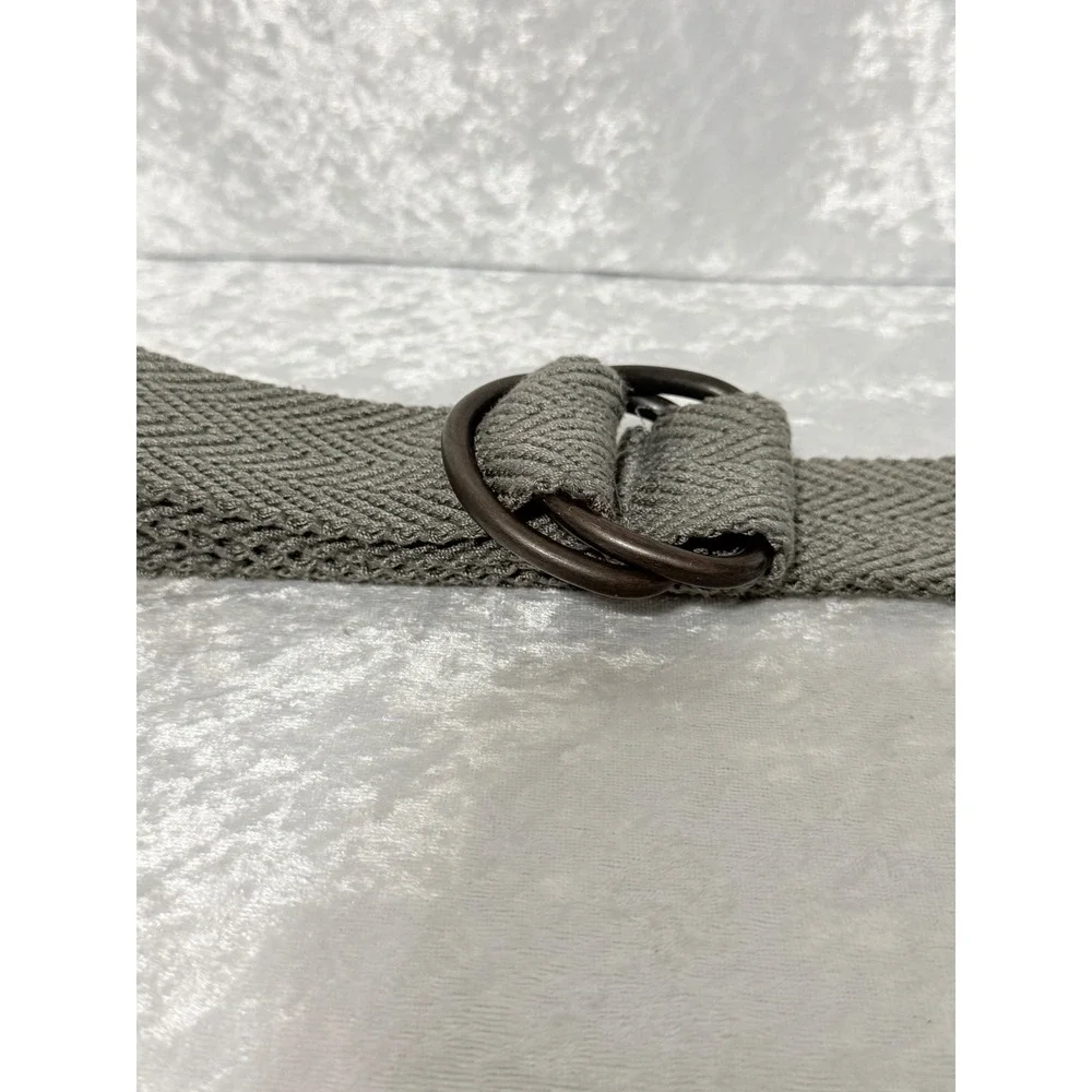 Mens Size 38 Charcoal Gray Herringbone‎ Woven Dark Double Ring Belt Custom Fit